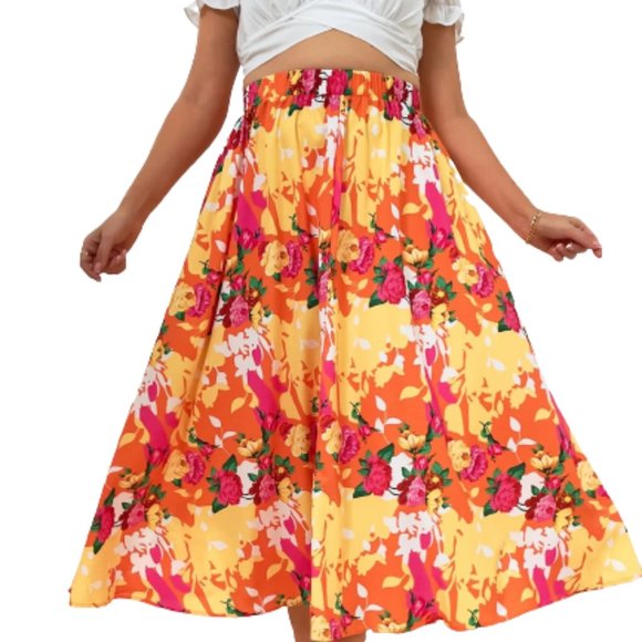 Multi Color A-Line Flared Long Skirt Size 2XL NEW NWOT - Picture 1 of 5